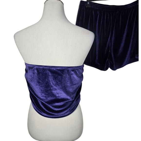 SHEIN Plus Size 2XL Tube Top And Track Short 2-Piece Set Soft Velvety Purple - Picture 5 of 9